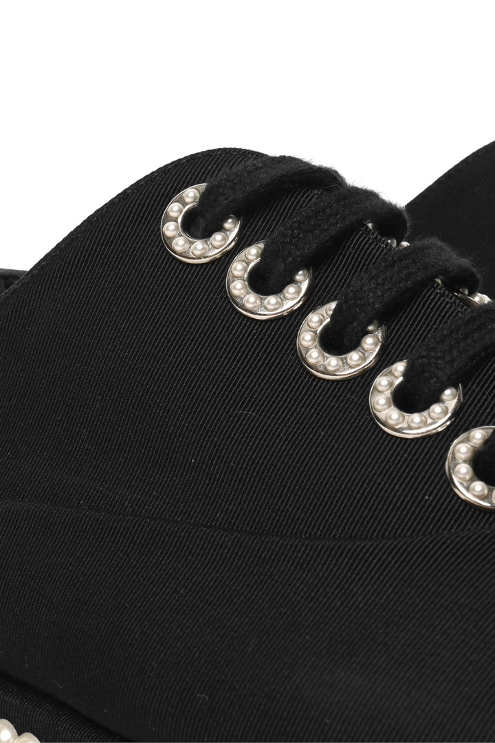 Chanel Size 37 2017 Pearl Lace Up Loafers