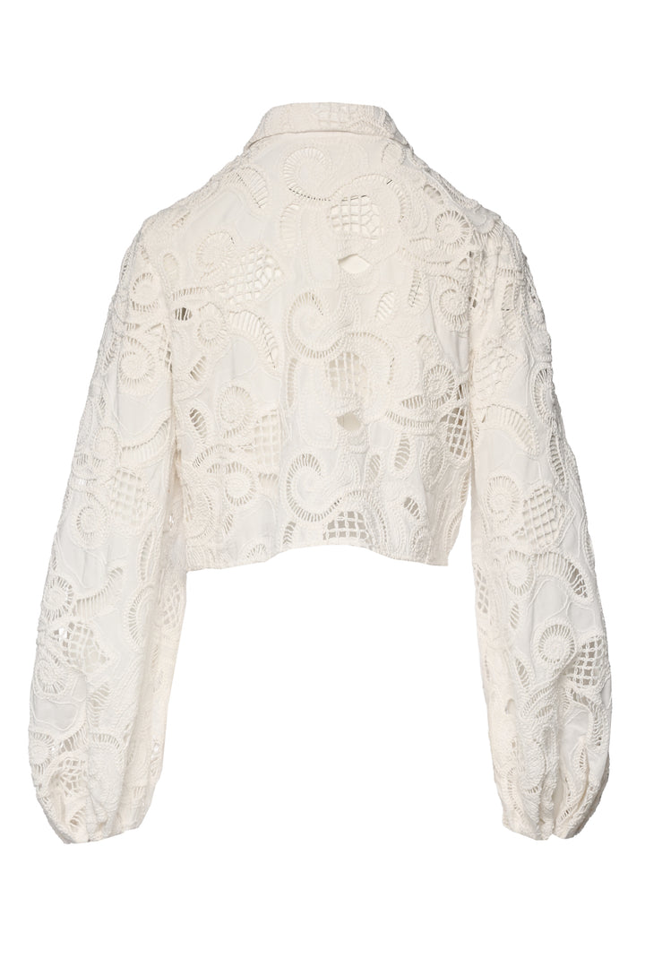 Dorothee Schumacher Size S Generous Gaze Crochet Embroidered Crop Blouse