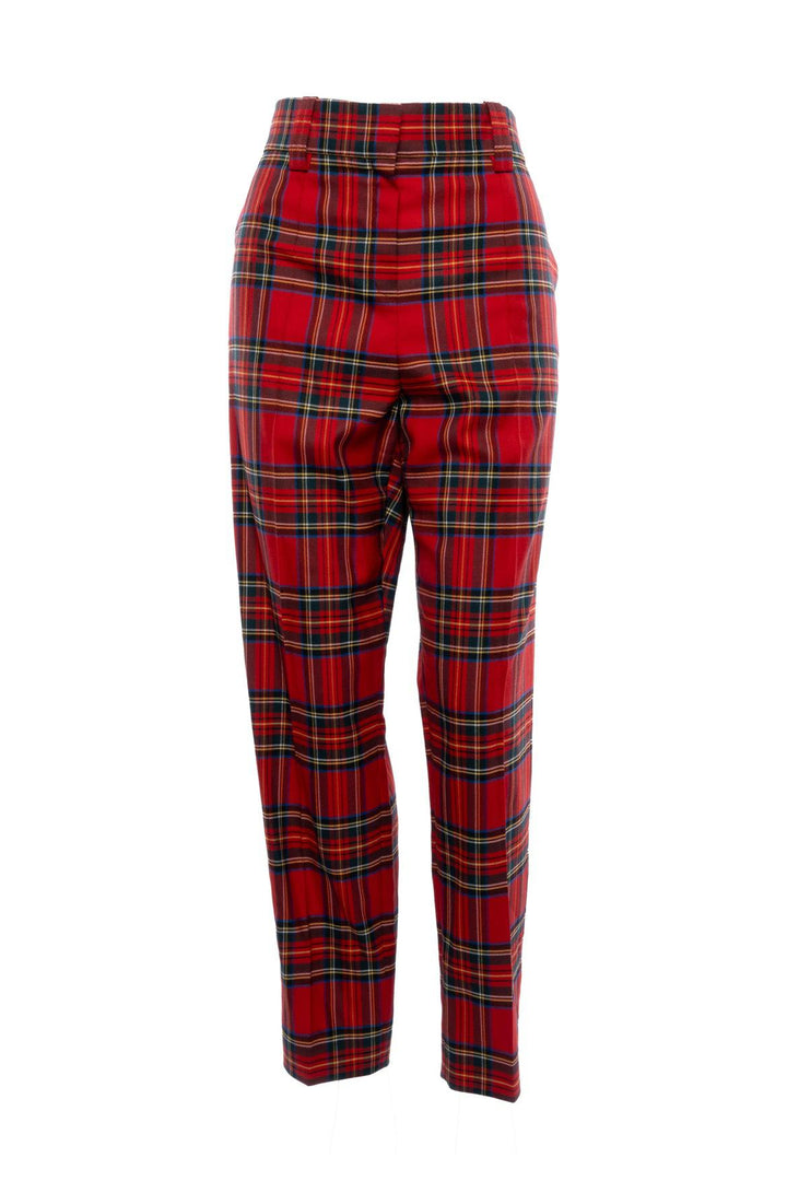 Balmain Size 42 Tartan Wool Pants