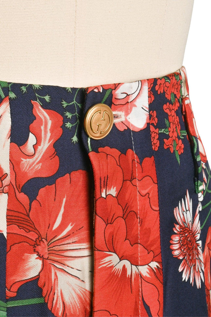 Gucci Size 38 2018 Floral Silk Pleated Capris