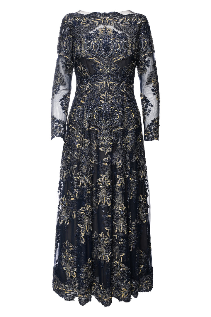 Marchesa Size 10 Embellished Long Sleeve Gown