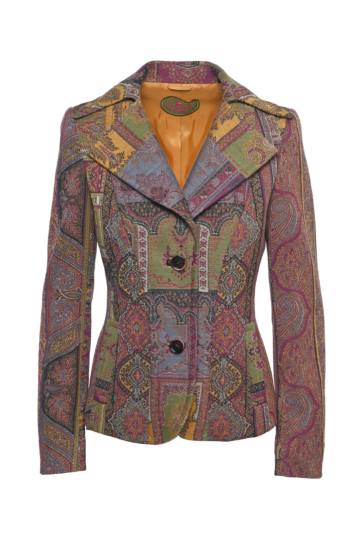 Etro Size 42 Paisley Jacquard Single Breasted Blazer