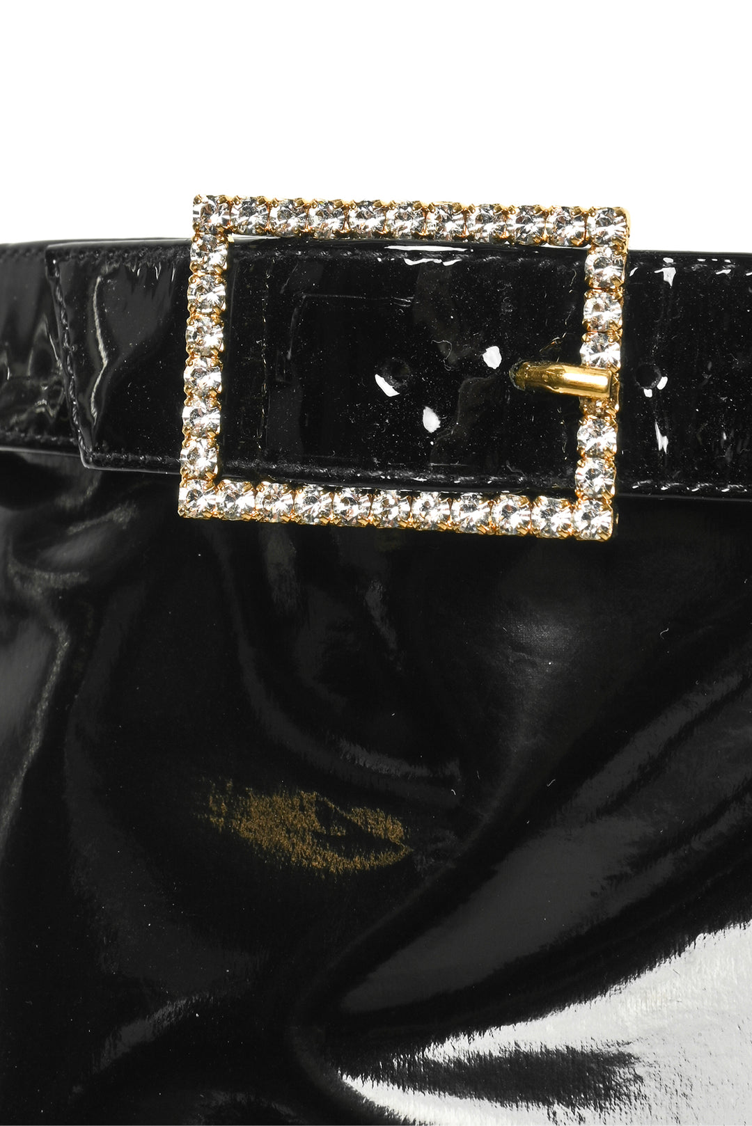 Saint Laurent Size 37 Patent Stretch Crystal Buckle Lala 105 Tall Boots