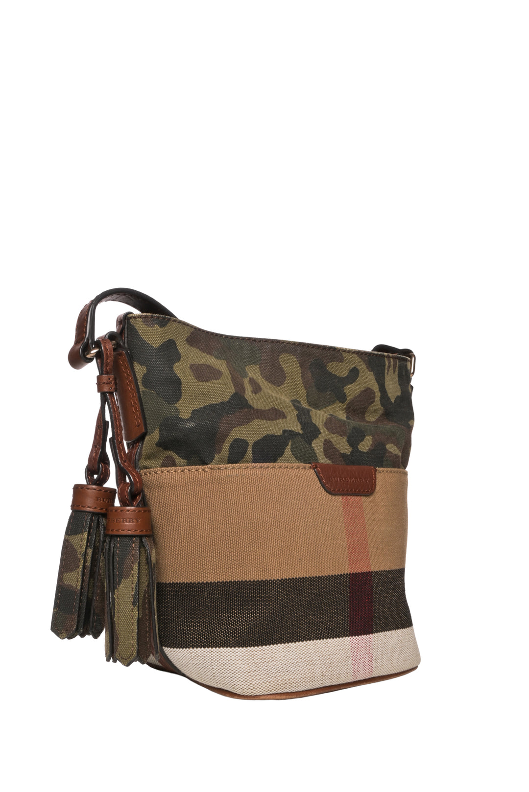 Burberry Canvas Camouflage Ashby Bucket Bag Crossbody