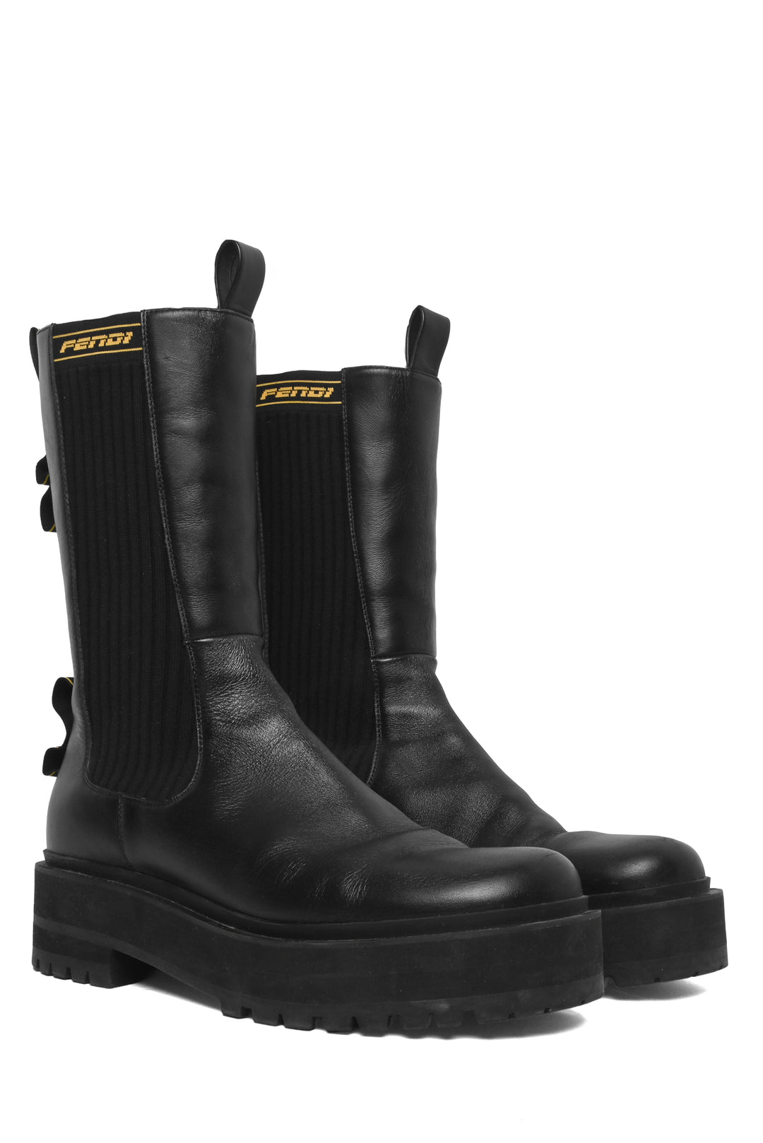 Fendi Size 39 Rockoko Lug-Sole Tall Chelsea Boots