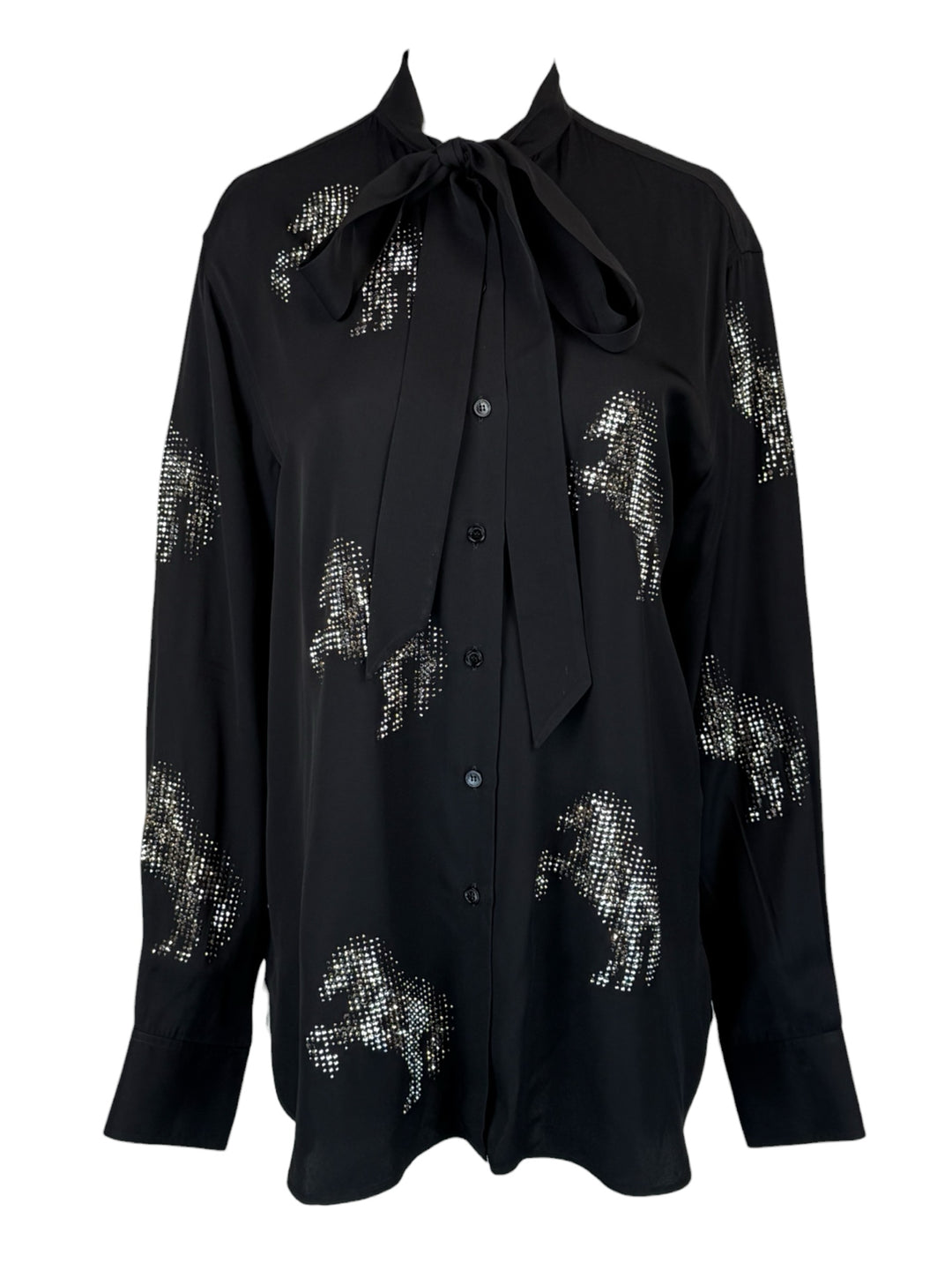 Stella Mccartney Size 42 Crystal Embellished Horse Print Blouse
