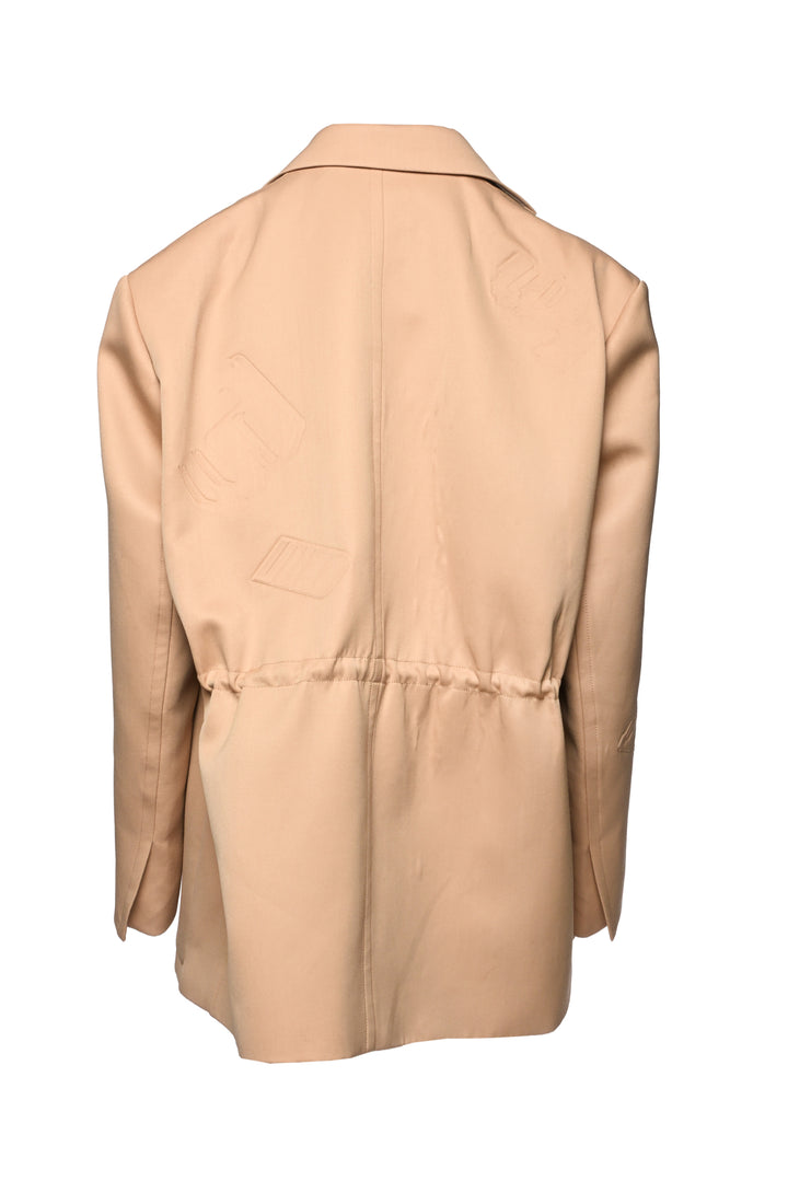 Welldone Size L Embossed Logo Cinched Waist Blazer