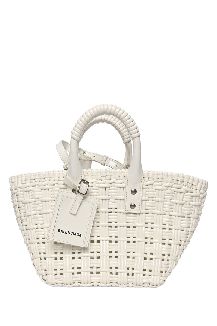 Balenciaga Bistro XS Woven Faux Leather Basket Bag Tote