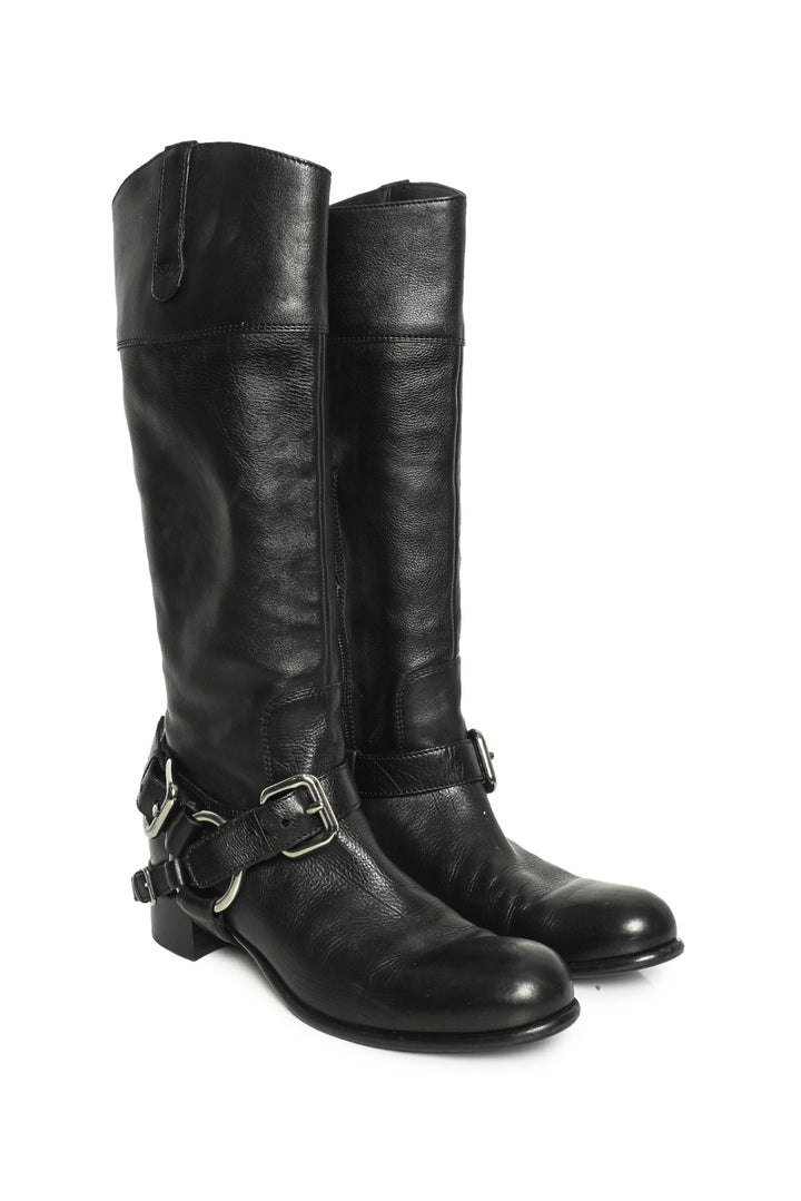 Miu Miu Size 41 Leather Harness Riding Boots