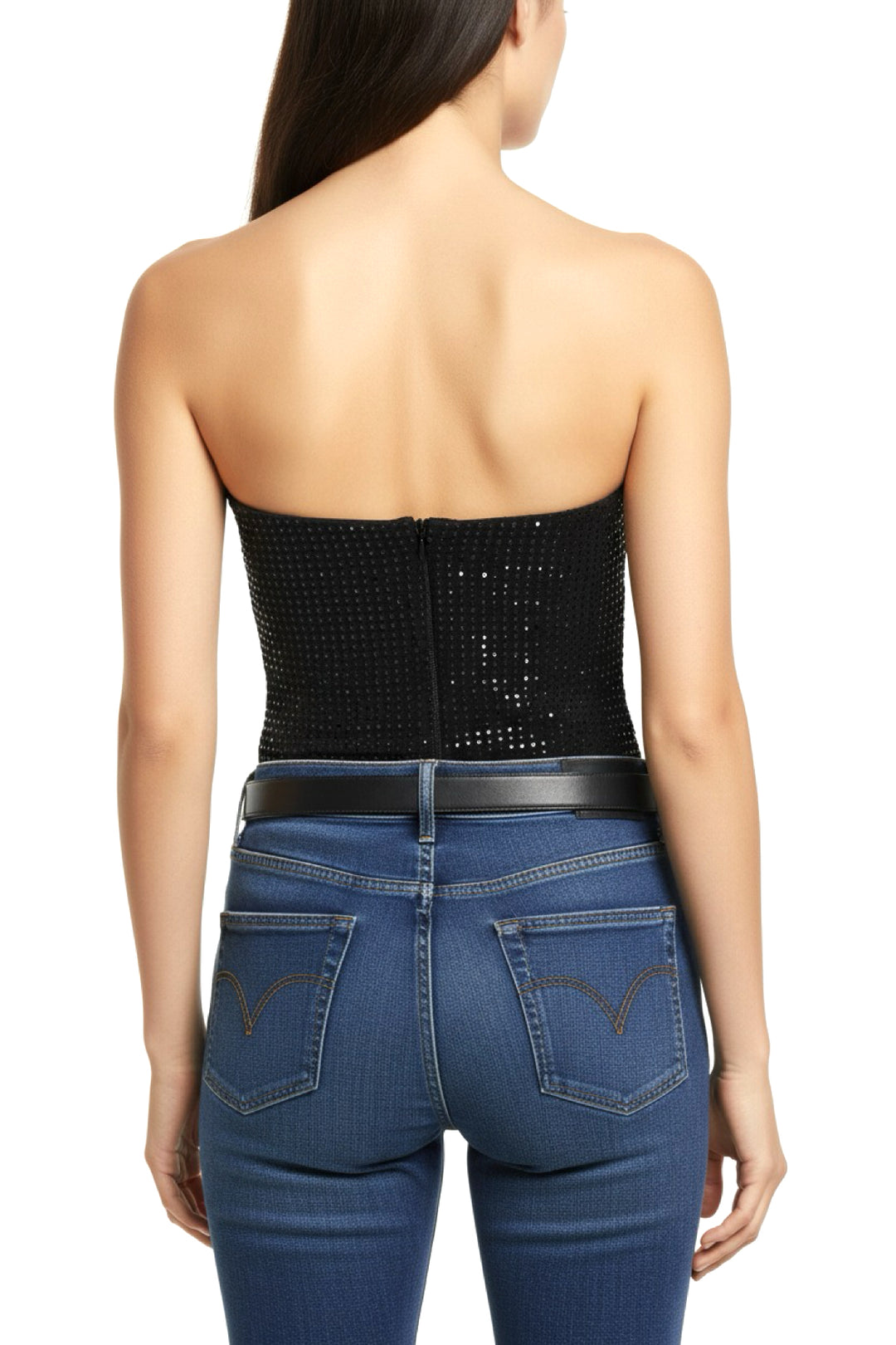 Self Portrait Size 4 Strapless Rhinestone Top