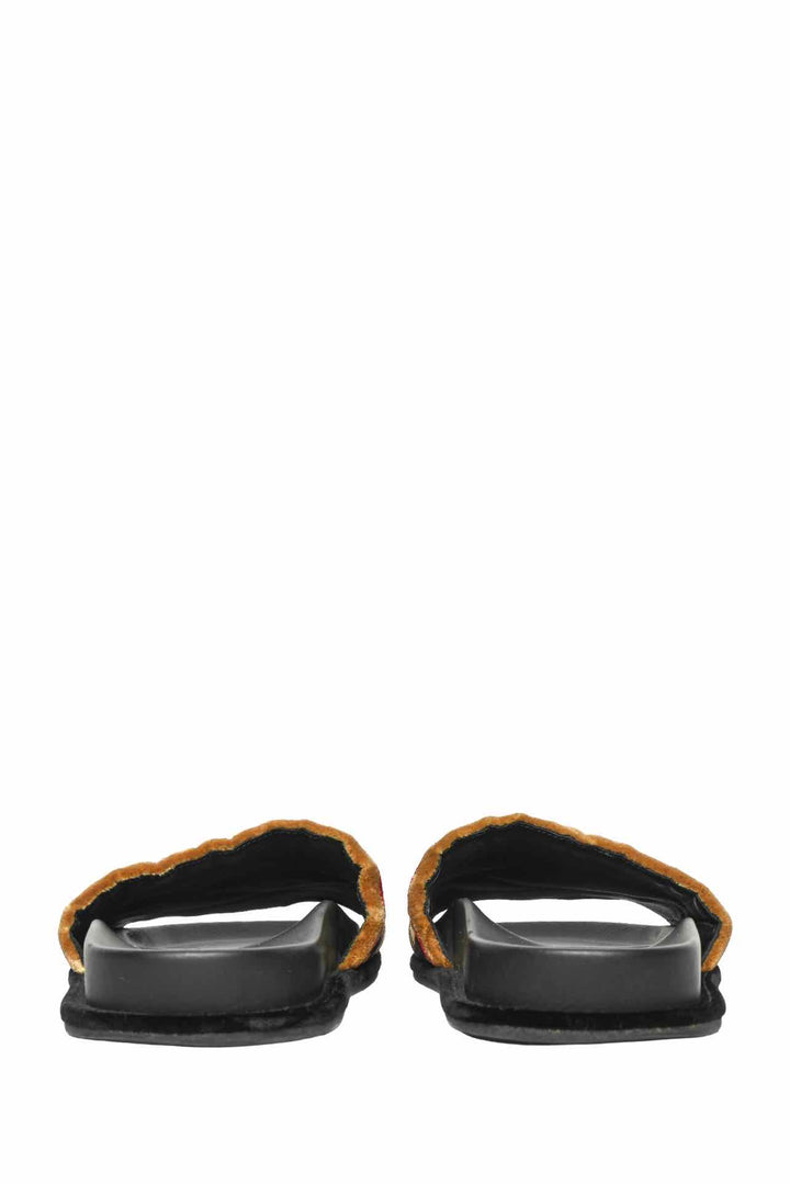 Fendi Size 38 FF Velvet Slide Sandals