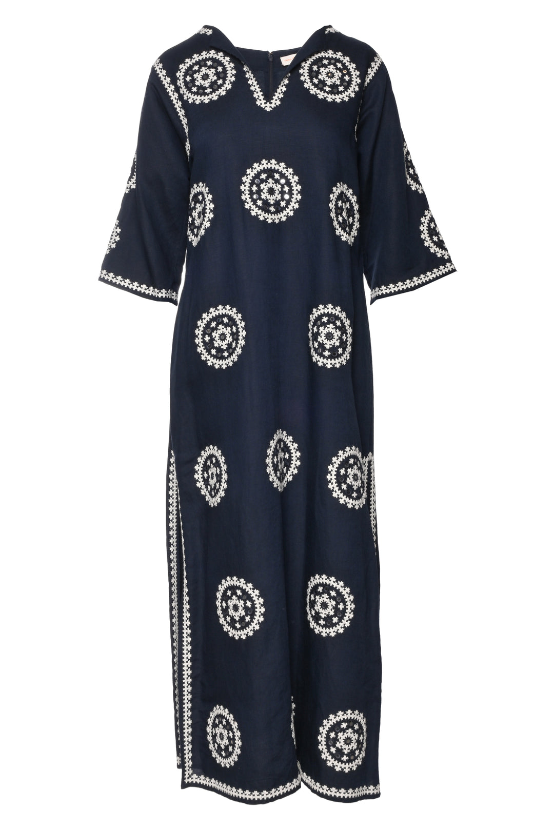 Tory Burch Size L Embroidered Linen Blend Kaftan