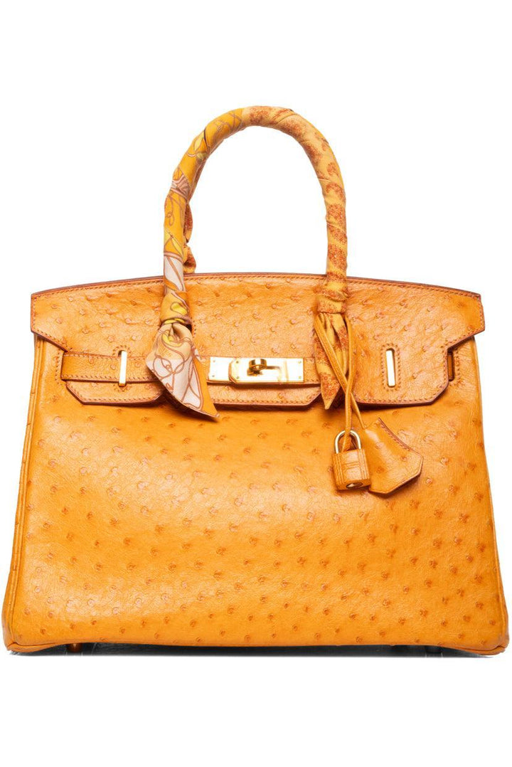 Hermes 1999 Saffron Ostrich Leather Birkin 30