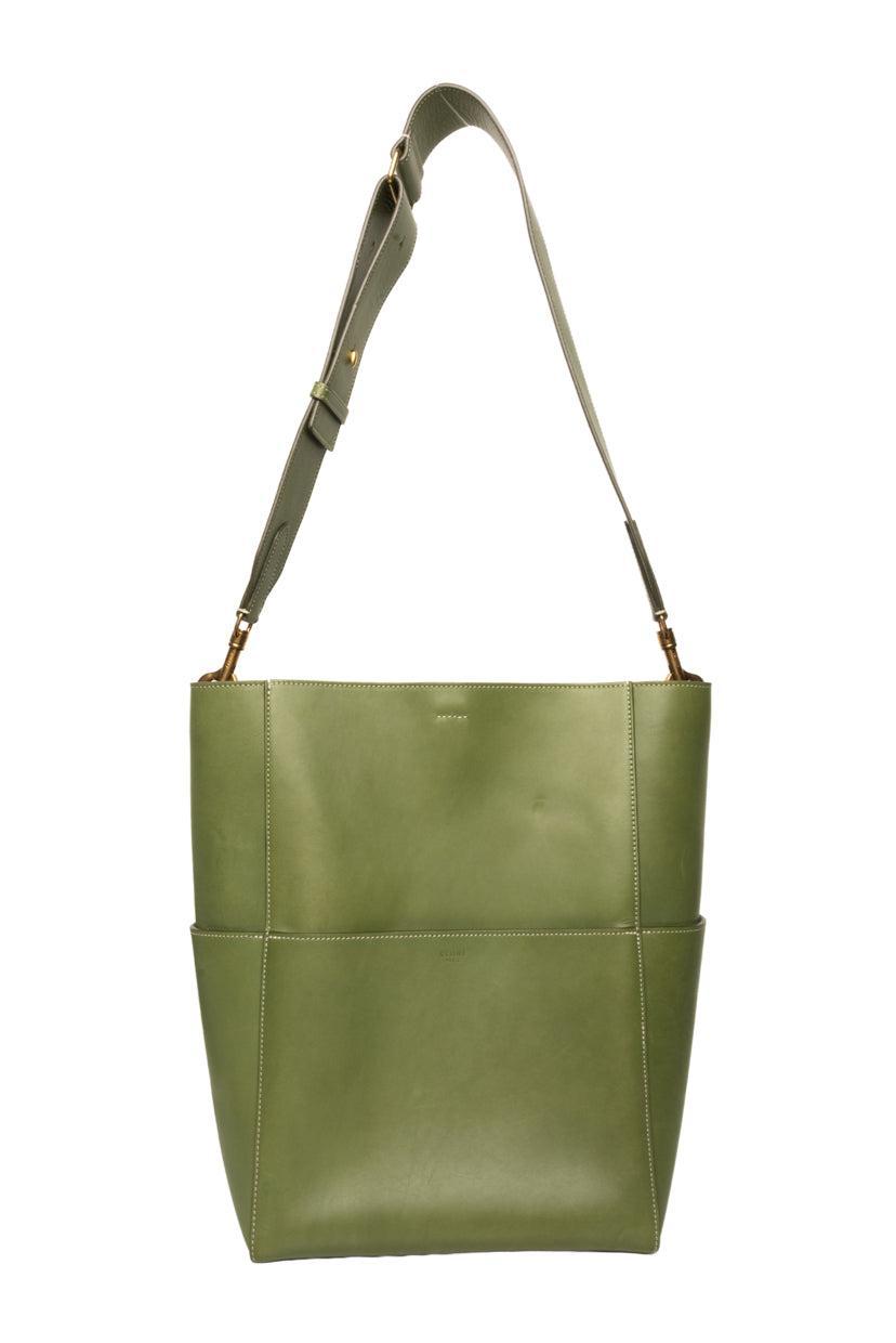 Celine Medium Leather Seau Sangle Bucket Tote Bag