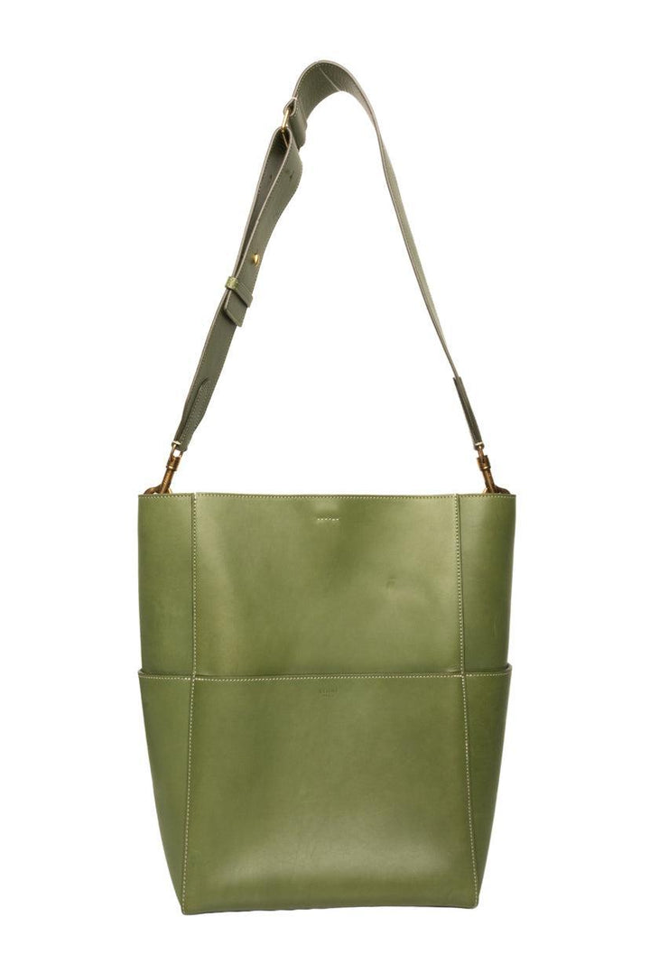 Celine Medium Leather Seau Sangle Bucket Tote Bag