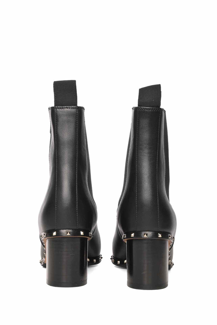 Valentino Size 38 Rockstud Accent Leather Chelsea Ankle Boots
