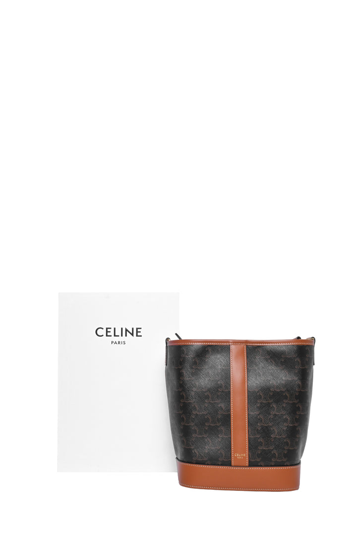 Celine Triomphe Canvas & Calfskin Small Bucket Bag