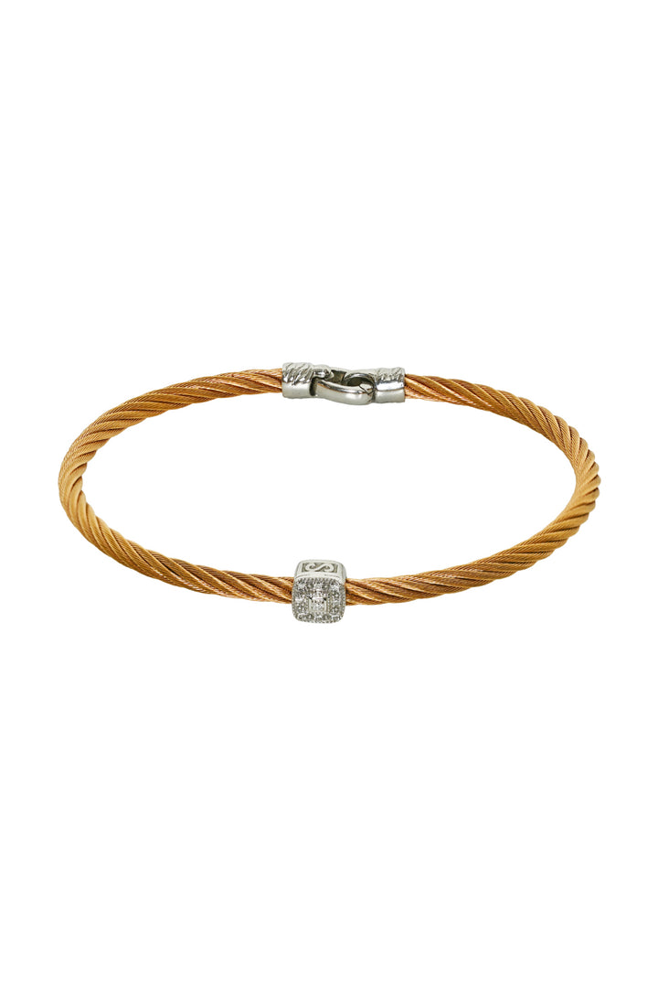 Charriol 18K White Gold and Steel Diamond Bangle Bracelet