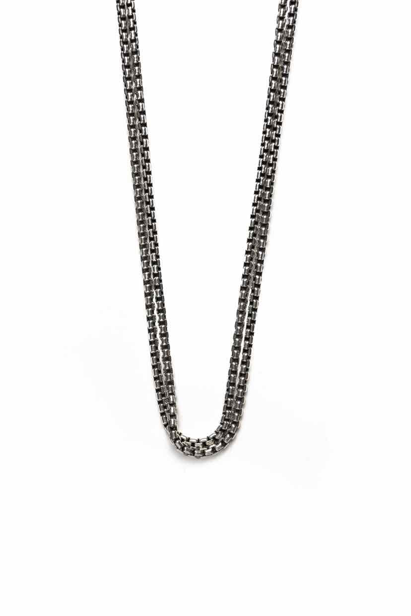 David Yurman Sterling Silver Box Long Chain Necklace