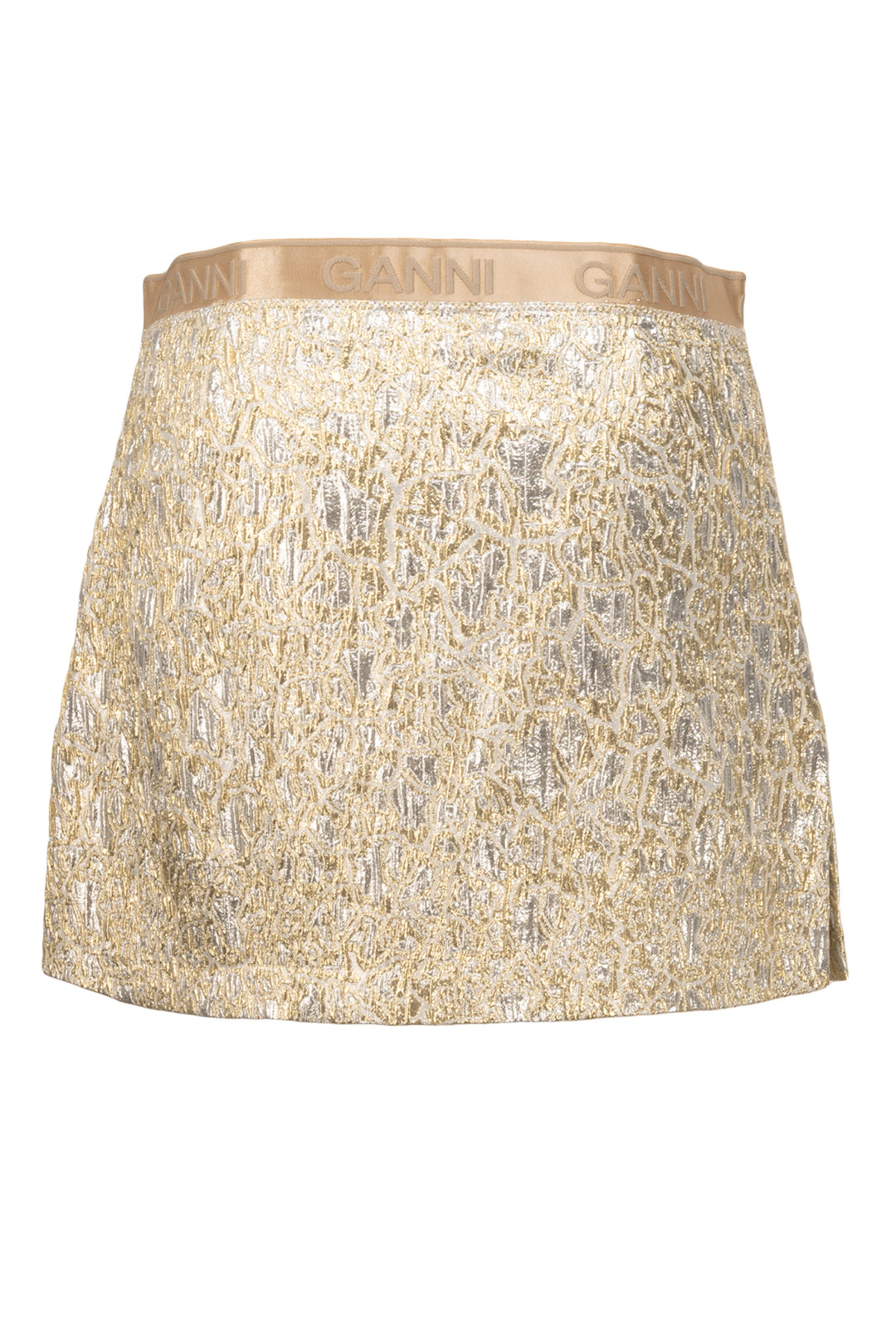 Ganni Size 38 Puff Sleeve Brocade Top & Brocade Mini Skirt Set