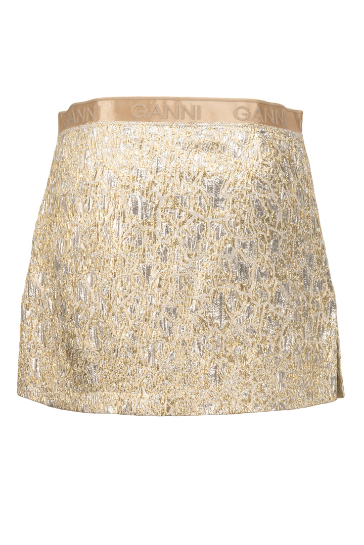 Ganni Size 38 Puff Sleeve Brocade Top & Brocade Mini Skirt Set