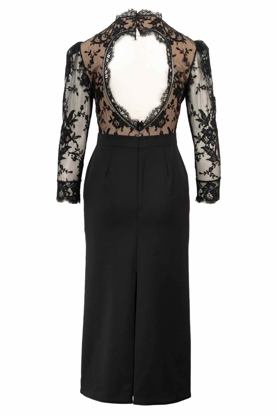 Alexander Mcqueen Size 6 2018 Open Back Lace & Wool Crepe Dress
