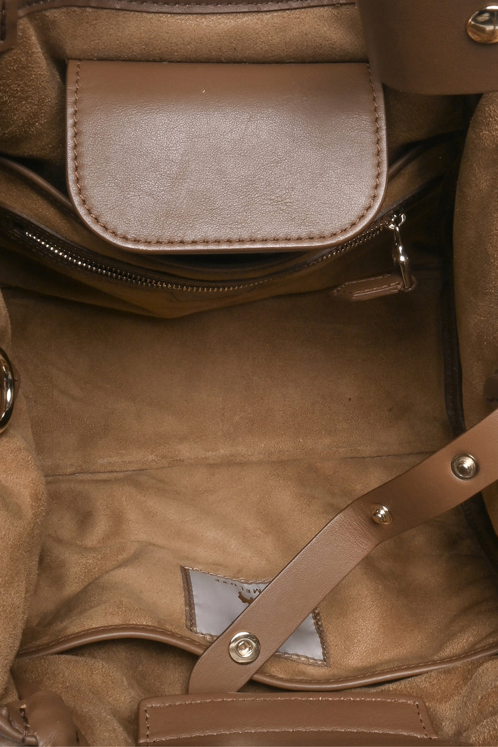 Max Mara Marine Leather Trim Teddy Shoulder Bag