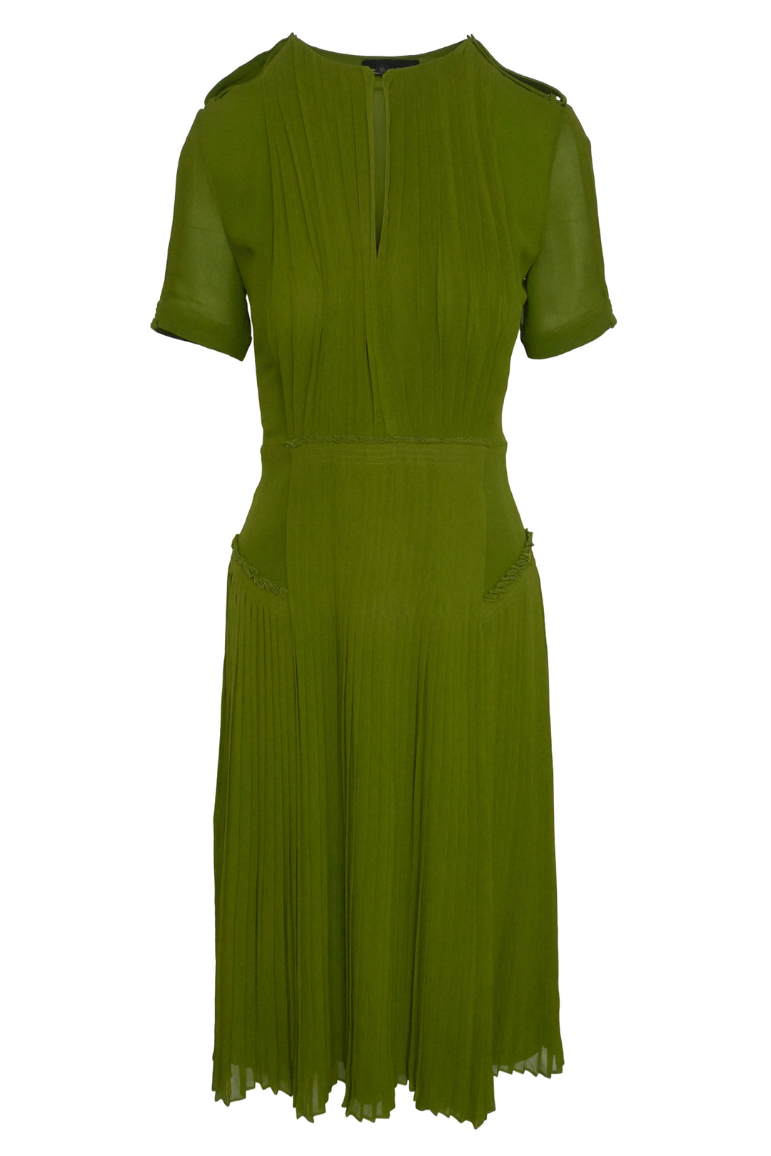 Burberry Prorsum Size 40 Short Sleeve Silk Pleated Midi Dress
