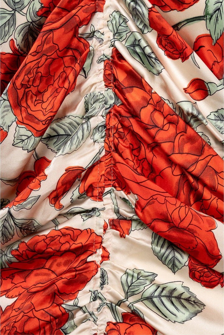 Ganni Size 38 Silk Rose Print Dress