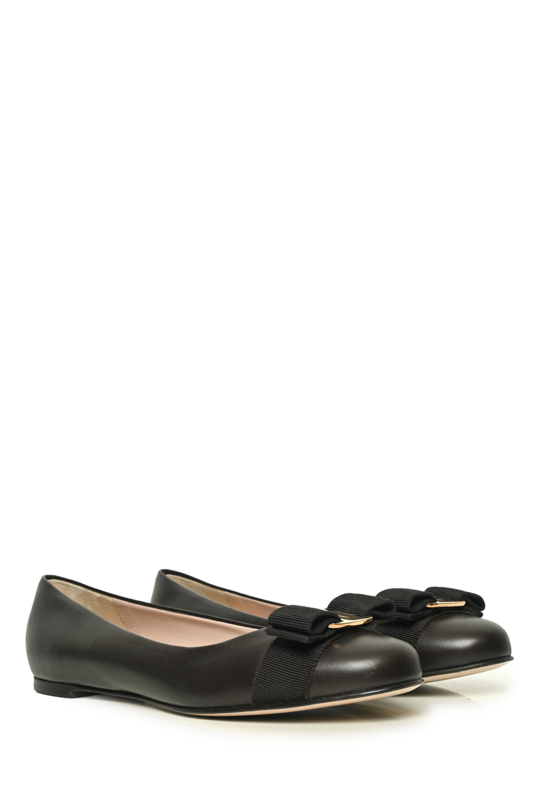 Salvatore Ferragamo Size 6.5 Nappa Leather Bow Varina Ballet Flats