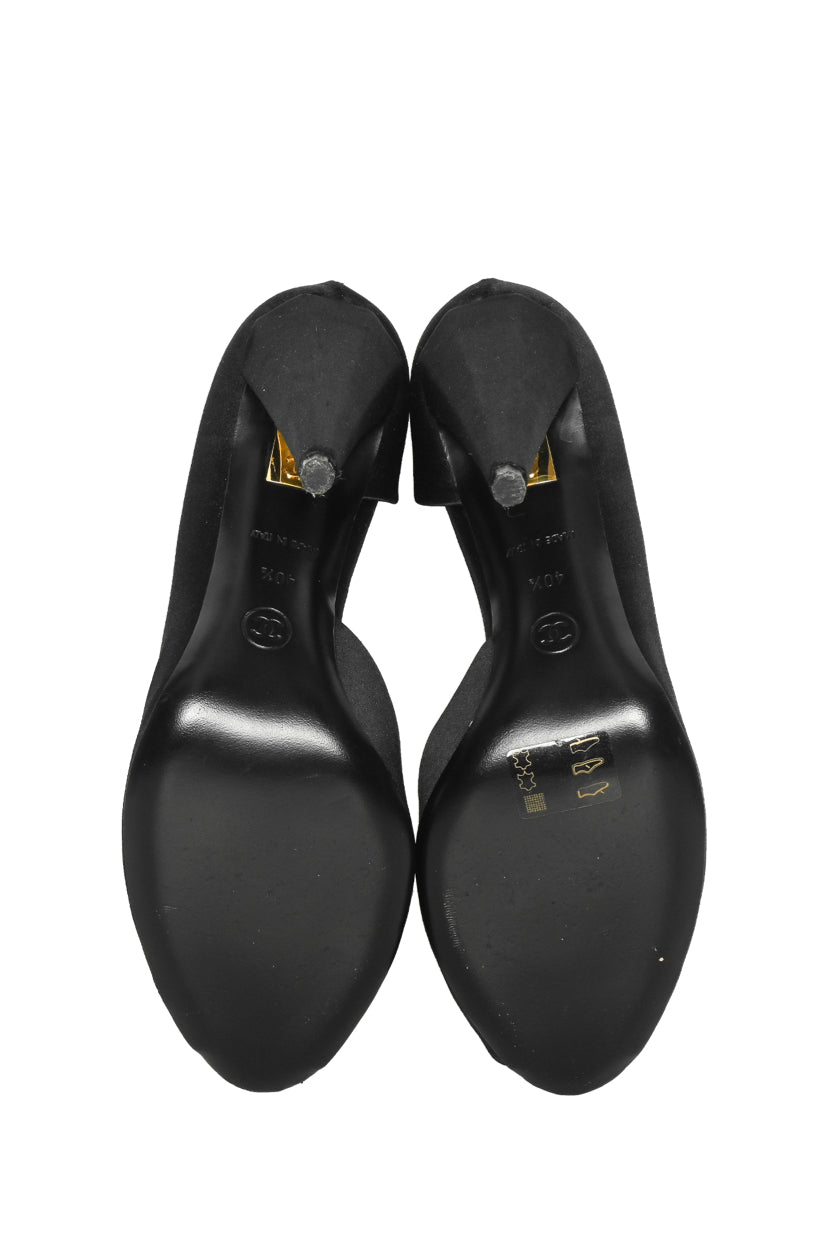 Chanel Size 40.5 Peep Toe Satin Sandals