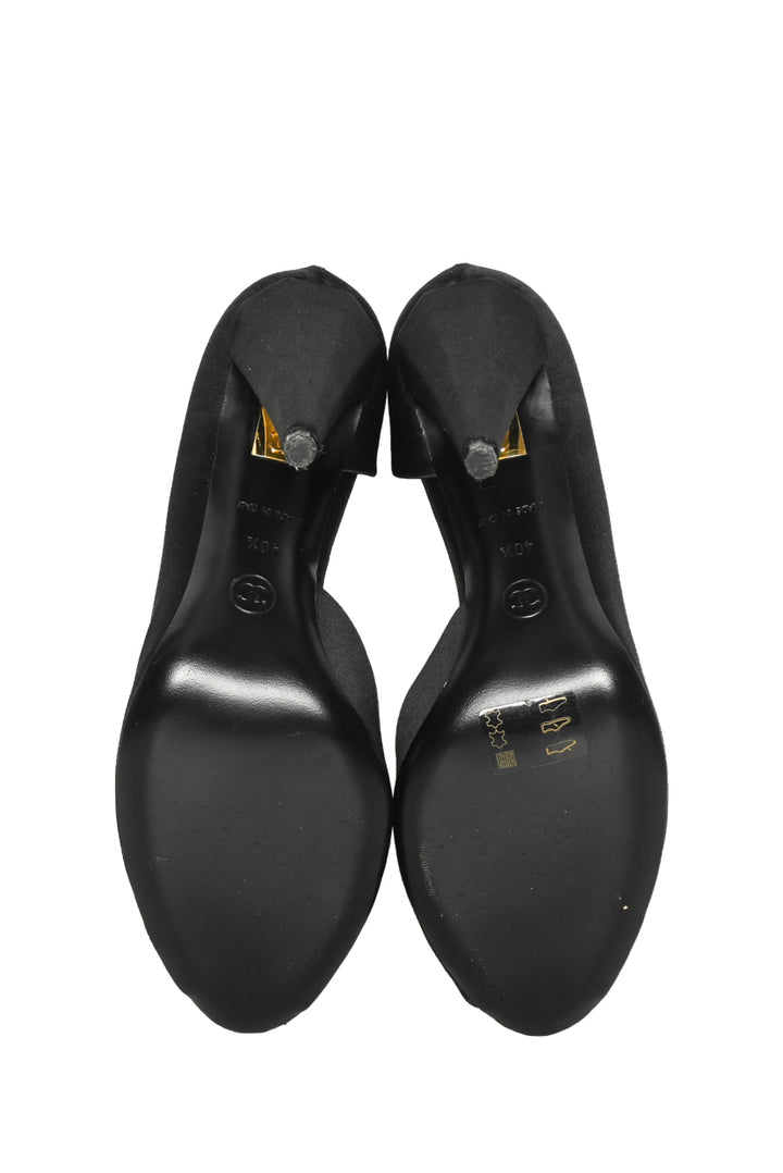 Chanel Size 40.5 Peep Toe Satin Sandals
