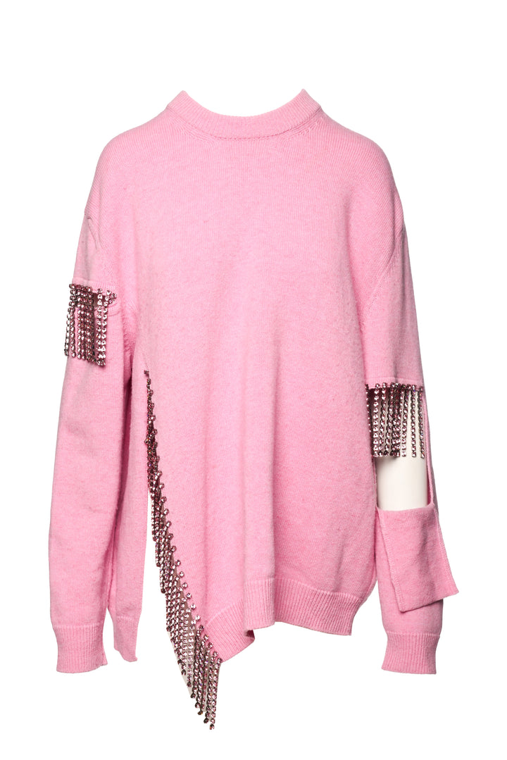 Christopher Kane Size M Cutout Cupchain Crystal Knit Sweater