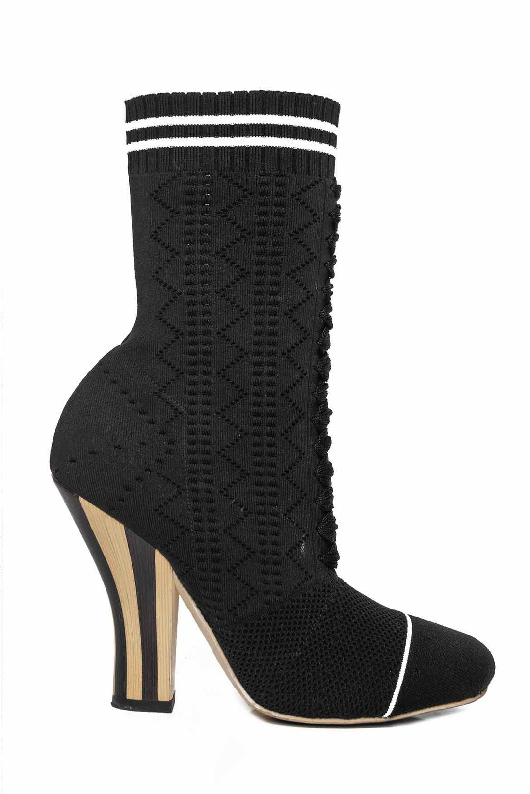 Fendi Size 37 Rockoko Knit Ankle Boots