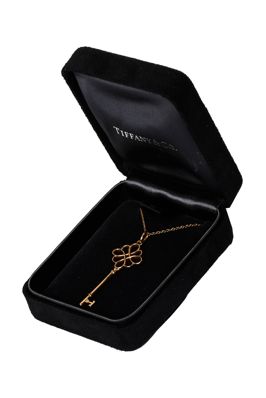 Tiffany & Co 18K Yellow Gold Knot Key Pendant Necklace