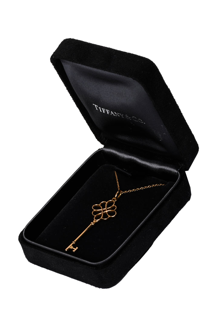 Tiffany & Co 18K Yellow Gold Knot Key Pendant Necklace