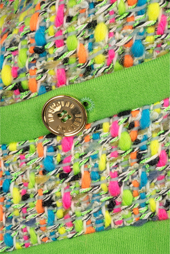 Moschino Couture Size 6 Tweed & Cotton Hooded Jacket