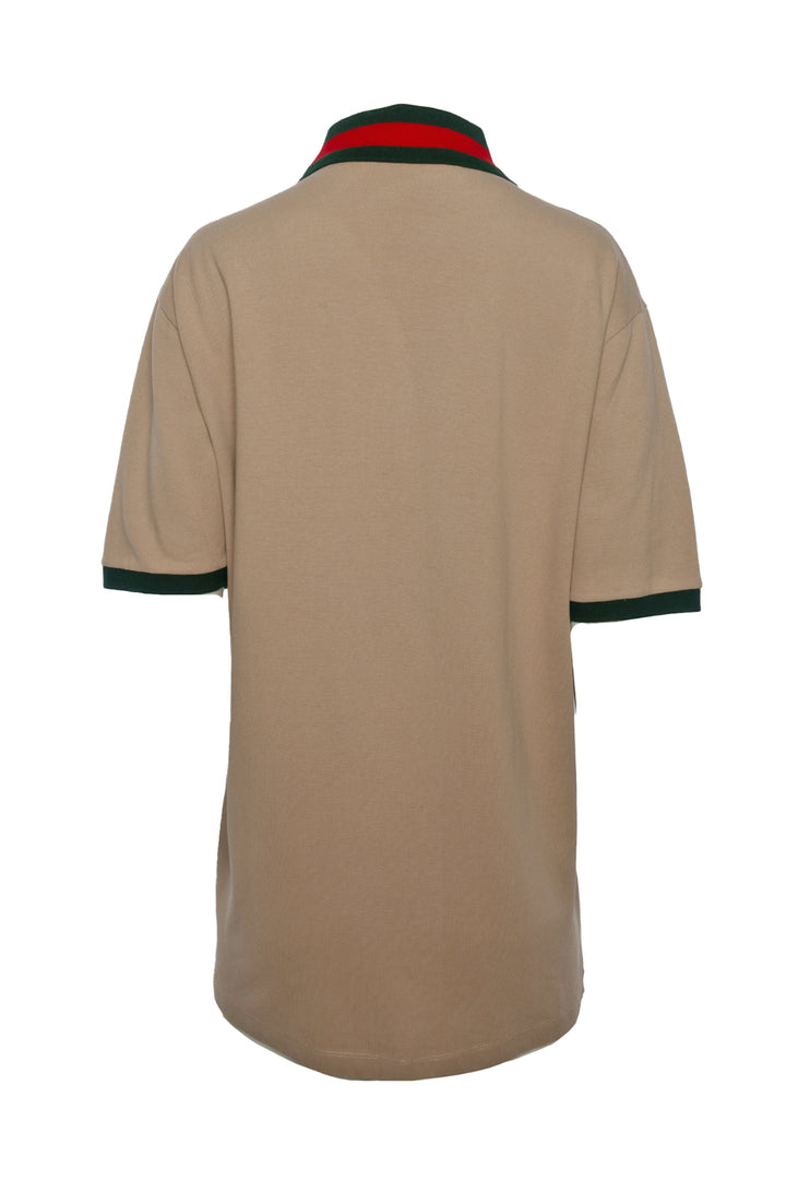 Gucci Size M Men's Cotton Piquet Web Collar Polo T-Shirt