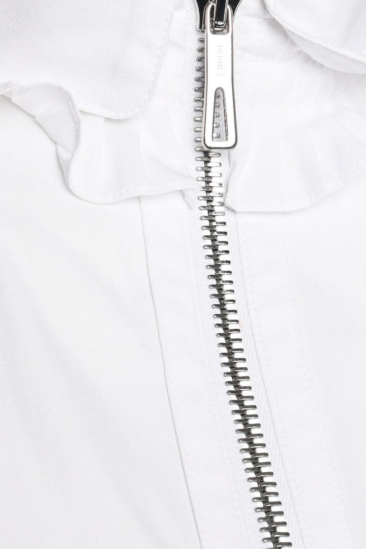 Hermes Size 4 Cotton Zip Cinched Midi Dress