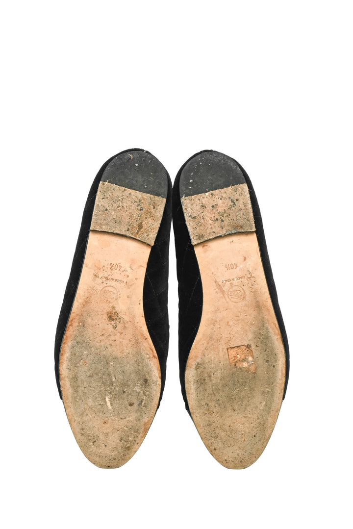 Chanel Size 40.5 Cap Toe CC Velvet Loafers