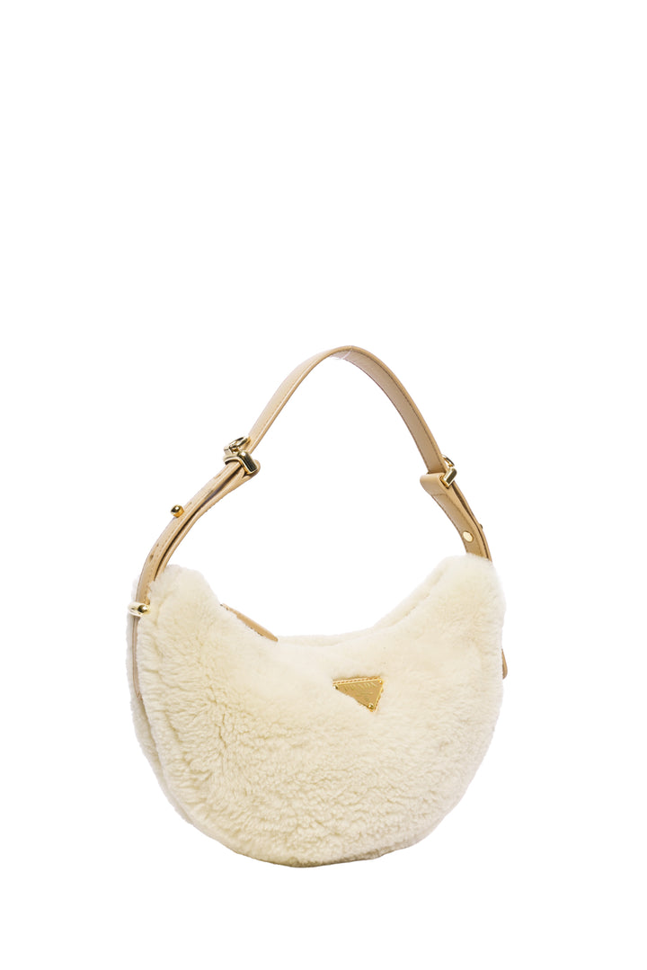 Prada Arque Shearling & Leather Shoulder Bag