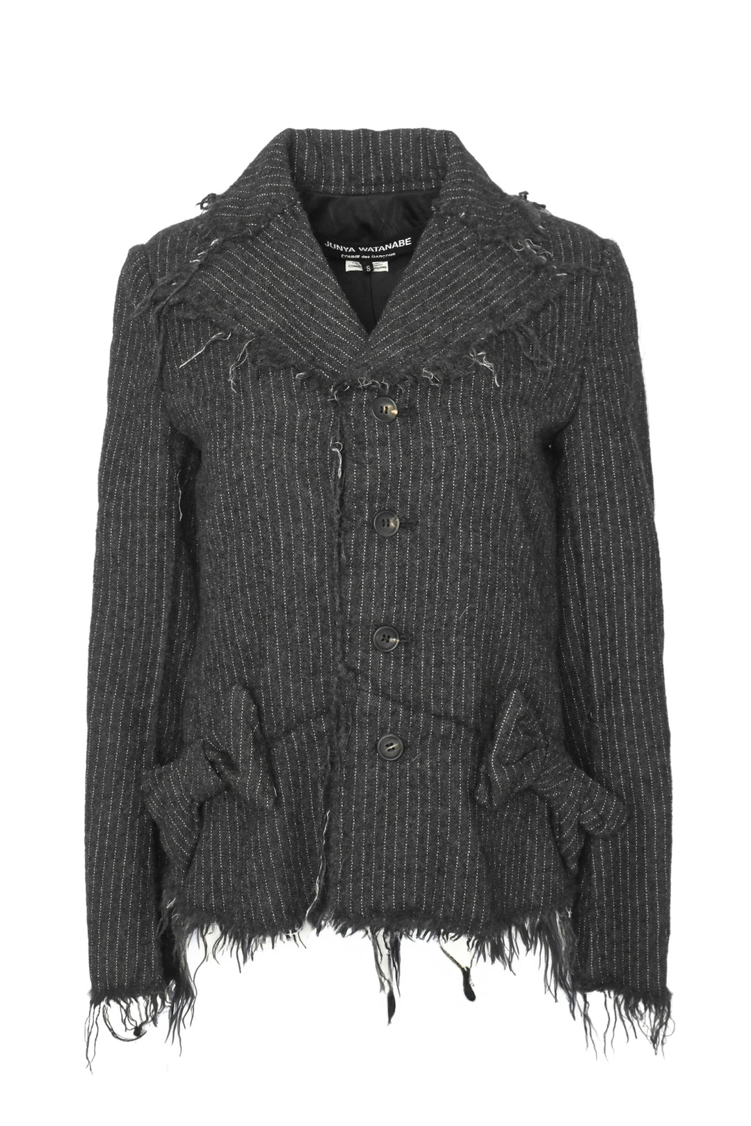 Junya Watanabe Size S Single Breasted Distressed Pinstripe Blazer