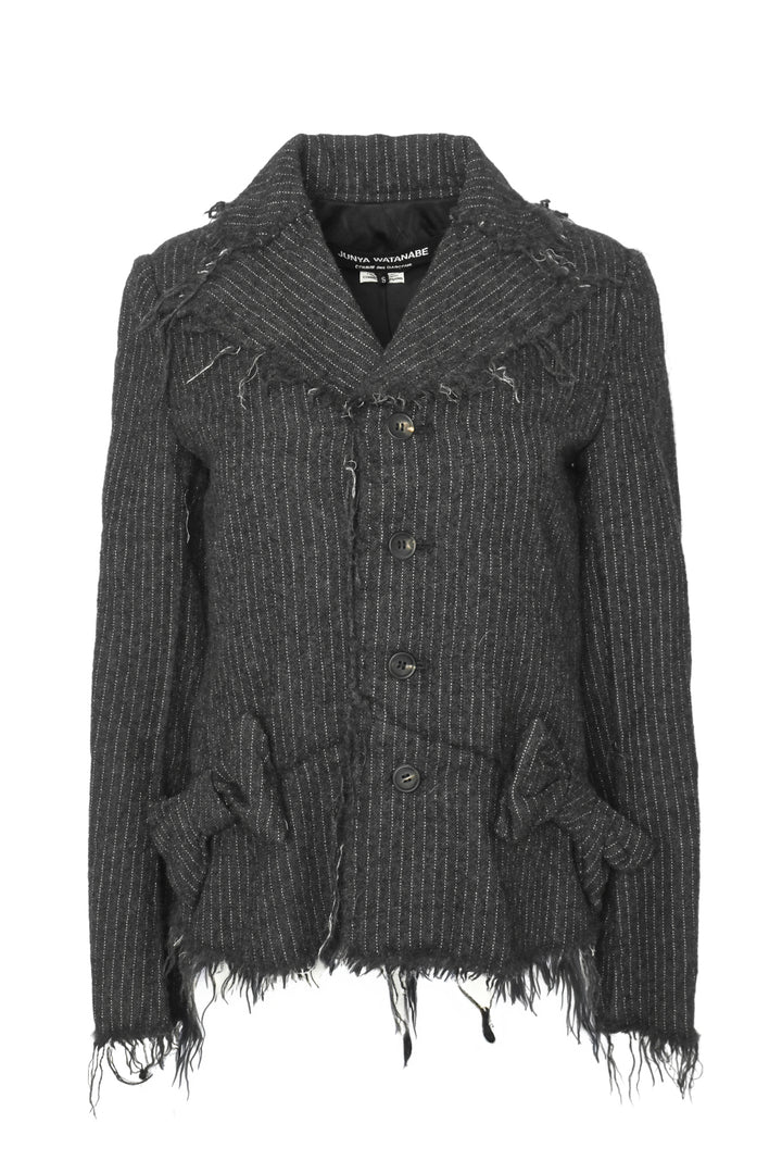 Junya Watanabe Size S Single Breasted Distressed Pinstripe Blazer