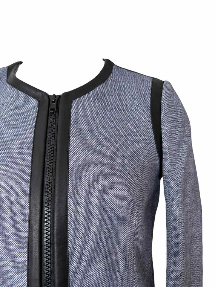 Sandro Linen Blend Leather Trim  Size 36 Blazer