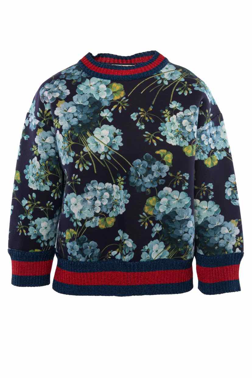 Gucci Size XS Floral Print Crew Neck Sweatshirt