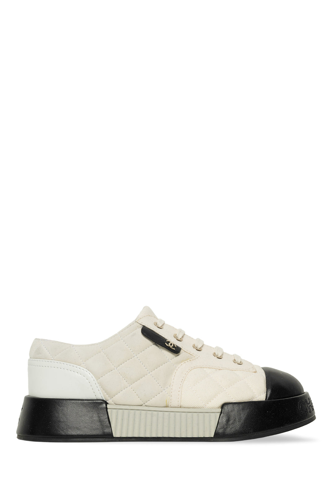 Chanel Size 36 Suede & Canvas Quilted Platform Sneaker