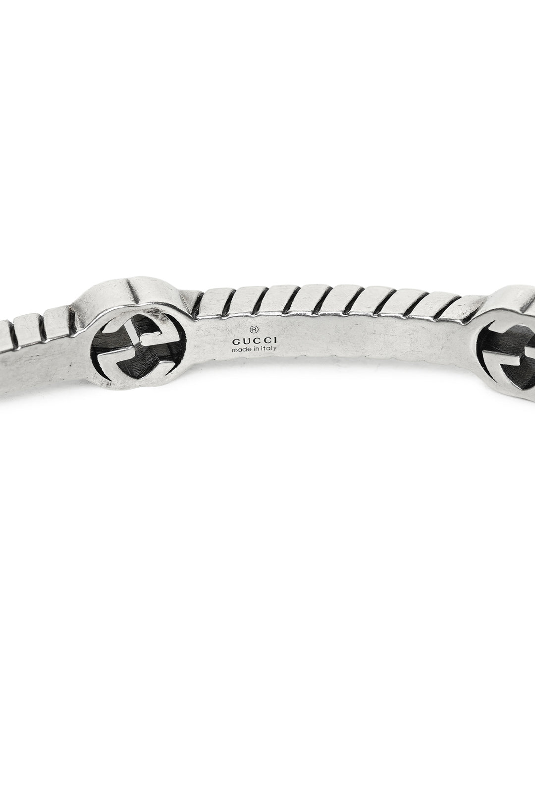 Gucci Sterling Silver Thin Interlocking G Cuff Bracelet