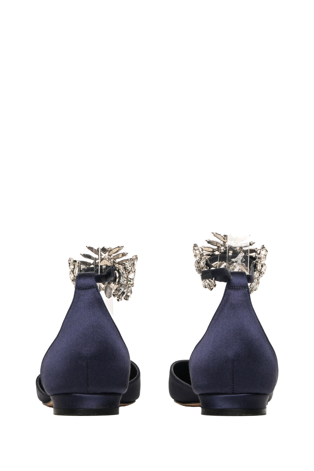 Manolo Blahnik Size 34 Crystal Embellished Sicaria Ankle Strap Ballet Flats