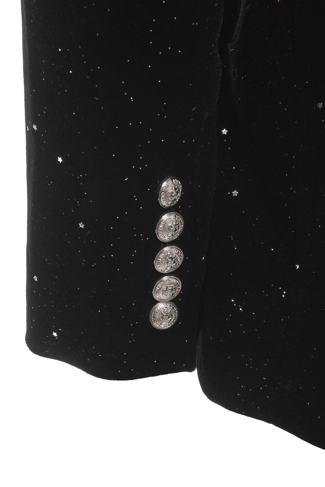 Balmain Size 36 Glittered Velvet Double Breasted Blazer