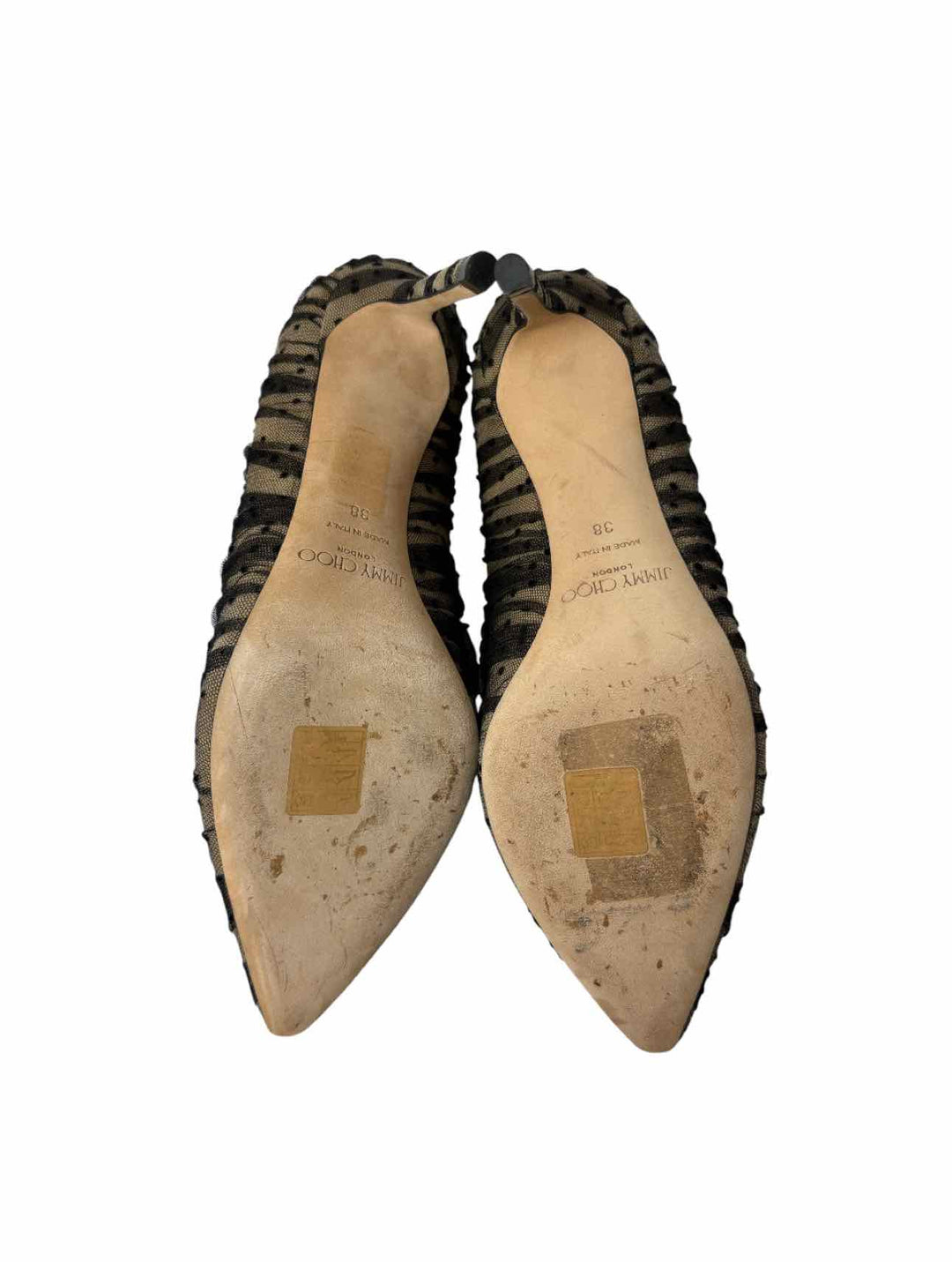 Jimmy Choo Size 38 Romy 85 Tulle Overlay Pumps